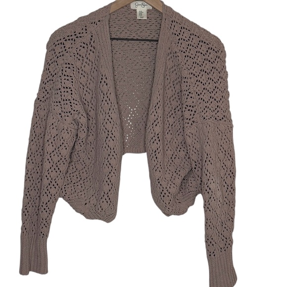Jessica Simpson Taupe Open Knit Cardigan Sweater Woman's Size Medium - Picture 1 of 6